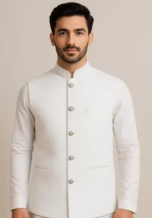 White Ethnic Jacket for Men
