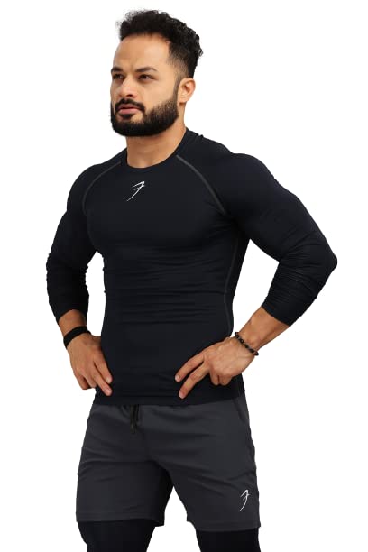 FUAARK Men's Full Sleeve Compression T-Shirt - Athletic Base Layer for Fitness, Cycling, Training, Workout, Tactical Sports Wear