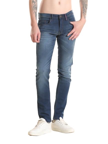 TURMS Men's Cool Tech Jeans All Degree Anti Odor UV Protectant Travel Edition Mid Rise Denim Pants | Stretchable Comfort Cotton Rich