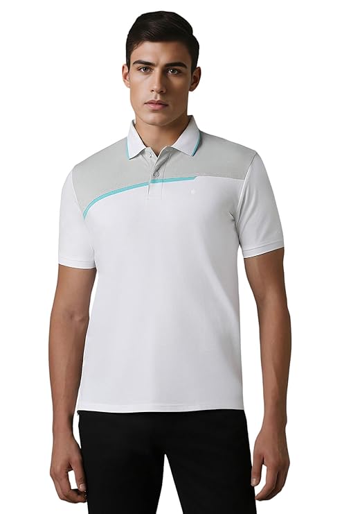 Louis Philippe Men's Print Polo Neck Regular Fit T-Shirt