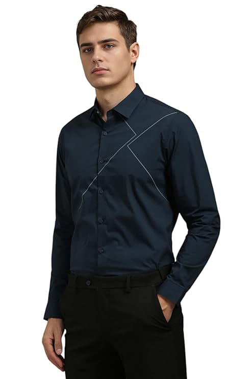Louis Philippe Men's Solid Super Slim Fit Smart Formal Shirt