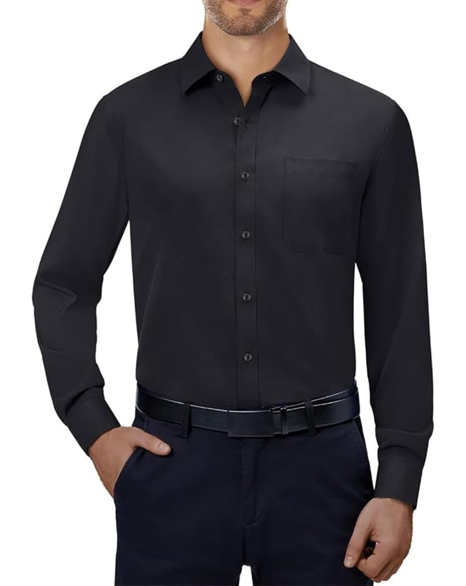 Scott International Shirt for Men | Solid Full Sleeves Wrinkle Free Mens Shirts | Cotton Formal Shirts for Men Regular Fit | Stylish Mens Shirt | Plain Shirts for Mens