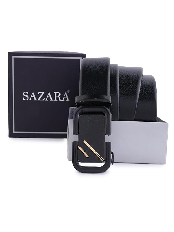 SAZARA Men's Casual,Formal & Party Ware Faux Leather Auto Lock Buckle Belt