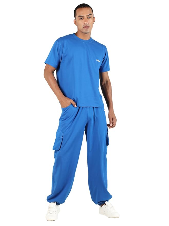 CHKOKKO Men's Cotton Blend Printed Casual Summer Wear Stylish Half Sleeves Latest Co Ord Track Suit Round Neck Western Co-ord Set