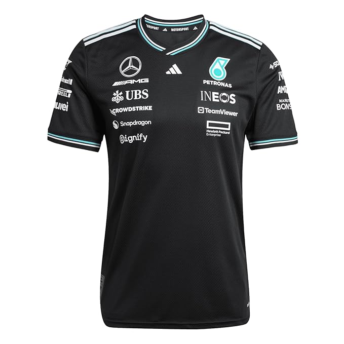 adidas Men Polyester Slim|Mercedes - AMG Petronas Formula ONE Team Driver Jersey|Authentic