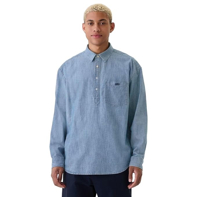 GAP Men’s Regular Fit Solid Print Full Sleeves Collared Shirt