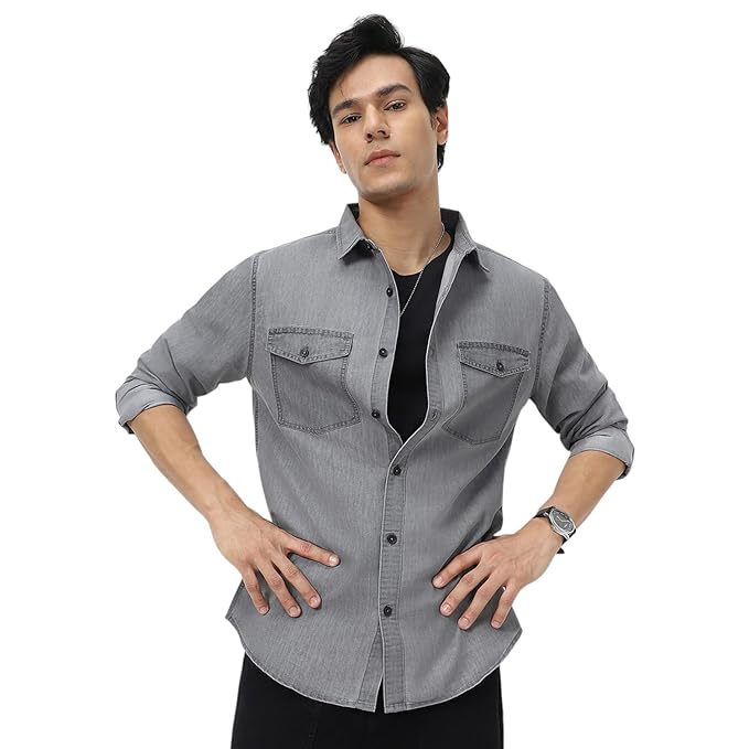 Urbano Fashion Men's Full Sleeve Regular Fit Casual Denim Shirt