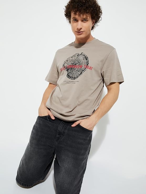 Max URB_N Men Half Sleeves Round Neck Cotton Graphic Print T-Shirt