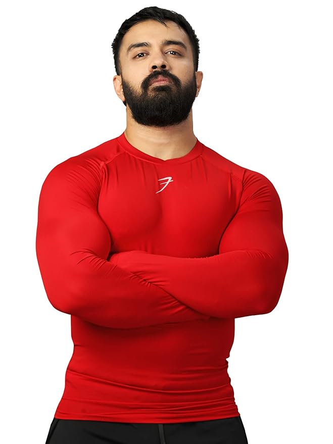 FUAARK Men's Full Sleeve Compression T-Shirt - Athletic Base Layer for Fitness, Cycling, Training, Workout, Tactical Sports Wear