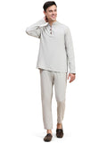 Amazon Brand - Anarva Men's Handloom Cotton Solid Kurta Pajama Set Regular Fit Long Sleeves Casual Yoga Dress