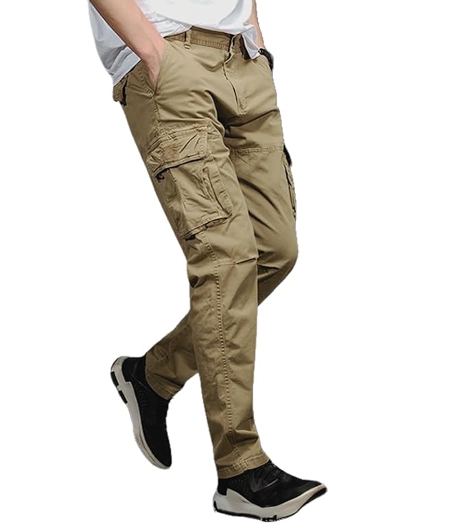 L'MONTE Imported Men's Regular Fit Casual Cotton Cargo Joggers - Versatile Track Pants with Multiple Pockets