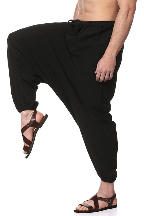 Aatman One Size Men's Eco-Friendly Cotton Harem Pants | Fits Waist Size 28 to 36 Inches