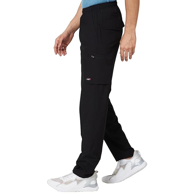 berge' New Men's Woven Cargo Ultra Slimfit Track Pant with Secure 6 Pockets with Zipper and Velcro for Activewear Sports|Exercise|Gym|Running|Work from Home Comfort