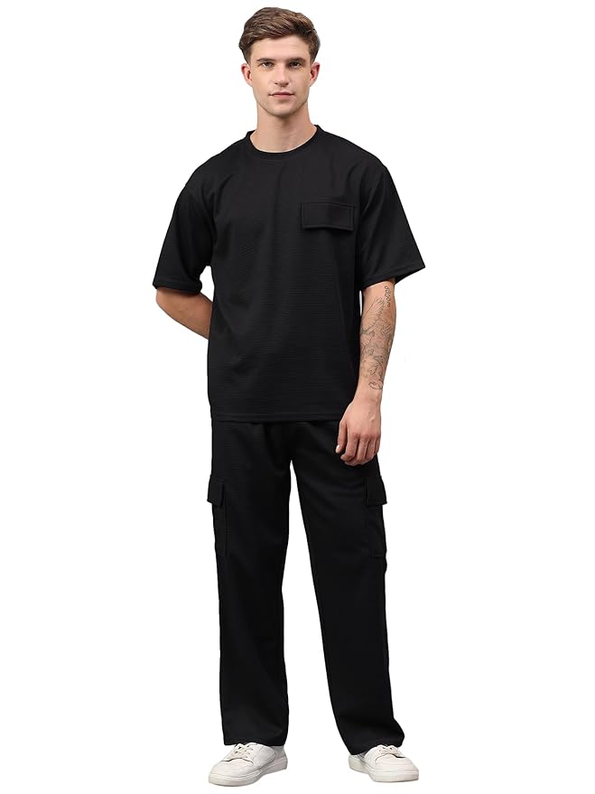YHA Casual Oversize Round Neck Gents TrackSuit Stylish Summer Half Sleeves Mens Cord Set With Full Pant Lightweight Breathable Polycotton Fabric Co-ord Sets For Men