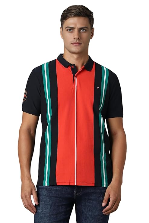 Louis Philippe Men's Striped Slim Fit T-Shirt