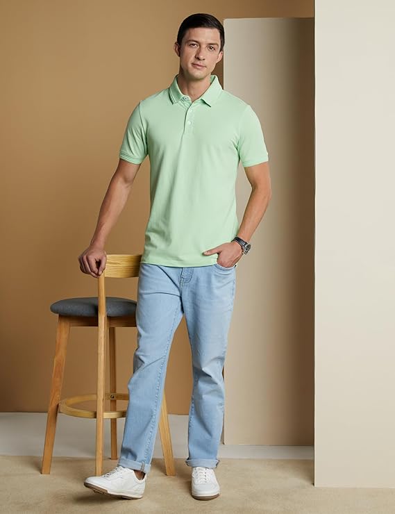 Symbol Premium Men's Cotton Stretch Solid Polo T-Shirt (Regular Fit | Pique Knit)