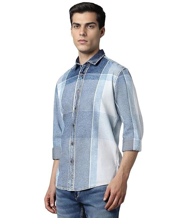 Louis Philippe Men's Checkered Slim Fit Shirt
