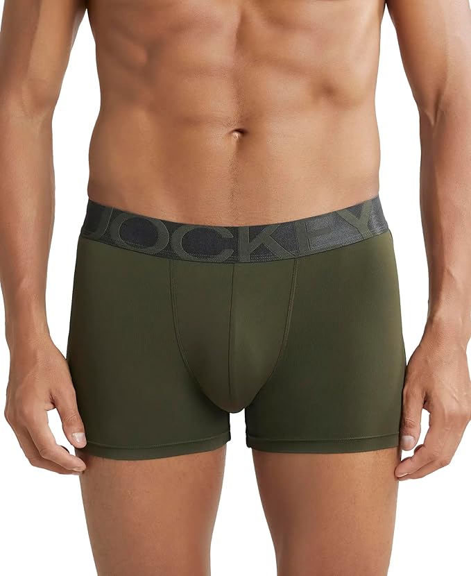 Jockey IC28 Men's Tactel Microfiber Elastane Stretch Solid Trunk with Moisture Move Treatment