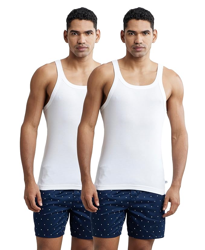 Jockey US26 Men's Super Combed Cotton Rib Square Neckline Gym Vest