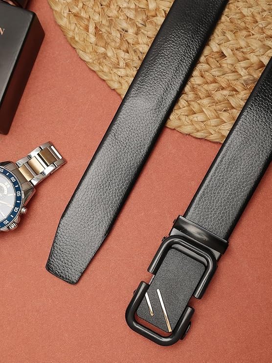 SAZARA Men's Casual,Formal & Party Ware Faux Leather Auto Lock Buckle Belt