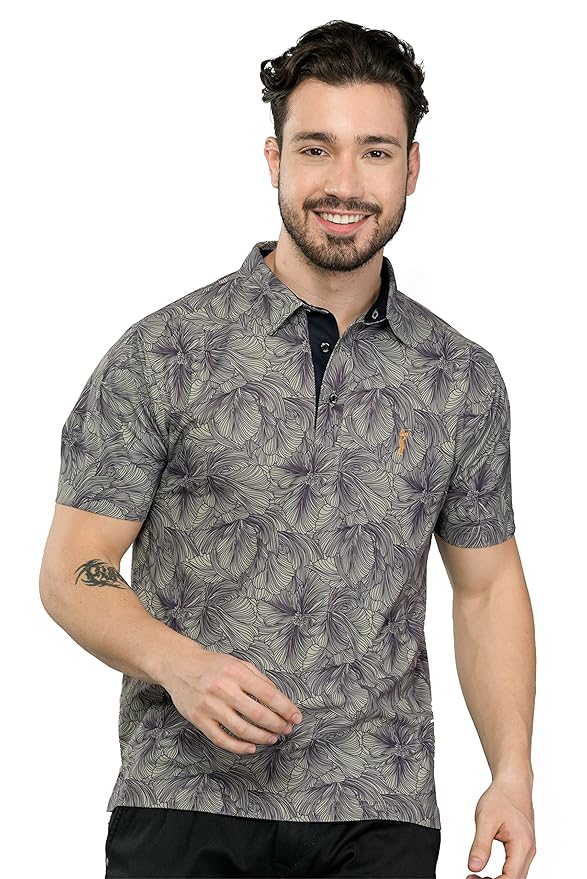 STELLERS Men's Premium Printed Polo T-Shirt | Wrinkle Free | Quick Dry | Breathable | Stretchable | Regular Fit