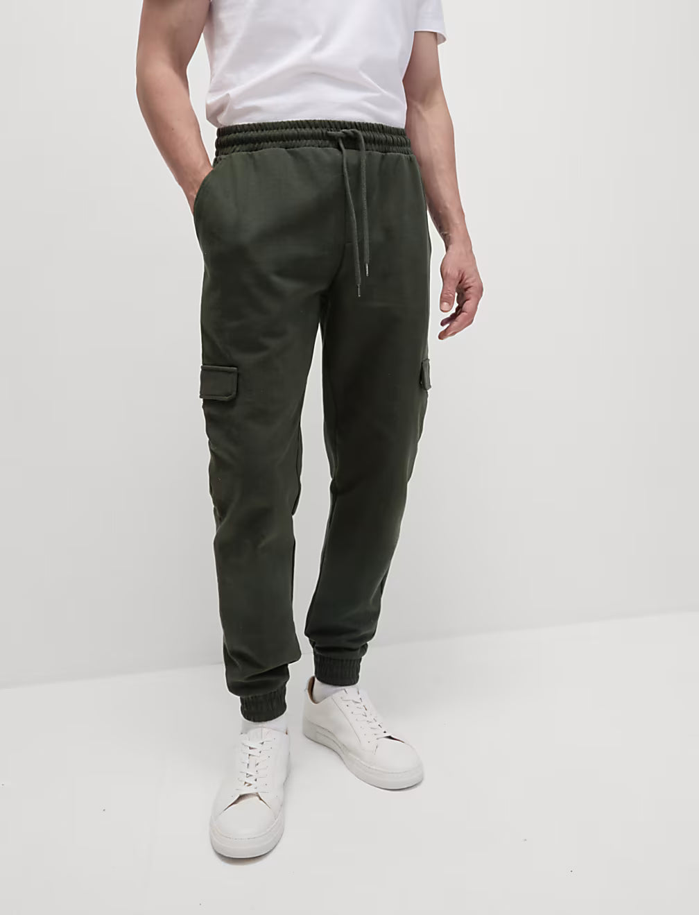Cotton Rich Textured Cargo Joggers