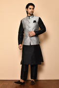 Arihant Rai Sinha  Silver Silk, Cotton Raw Bundi Set