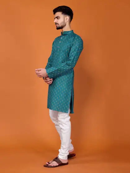 Men Printed Kurta (Blue)