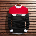 Colorblock Casual Men Cotton Fleece Blend Red Sweater