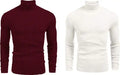 High Neck Men Wool Blend Maroon, White Sweater