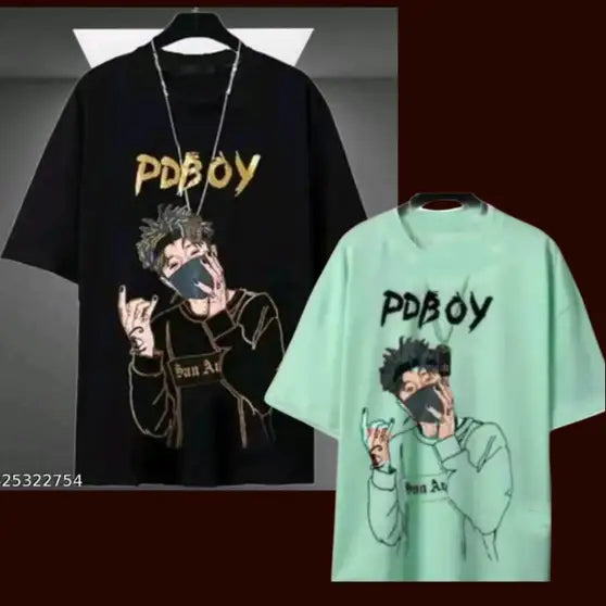 Printed Men Black, Green T-Shirt