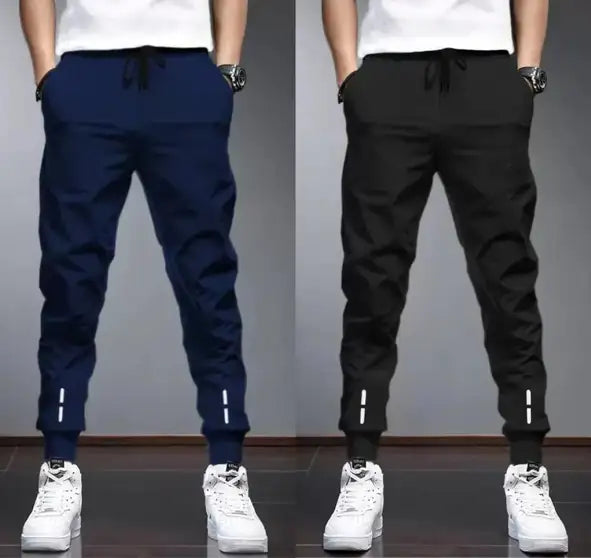 Solid Men Black, Dark Blue Track Pants