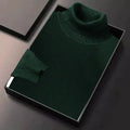 High Neck Men Wool Blend Green Pullover